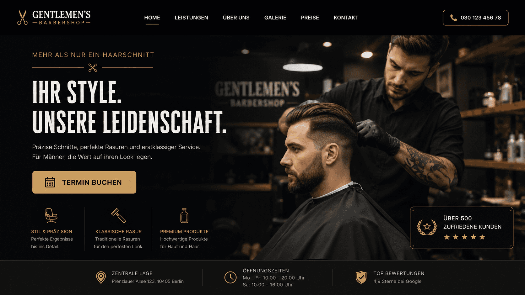 Beispiel-Webdesign für Friseursalon